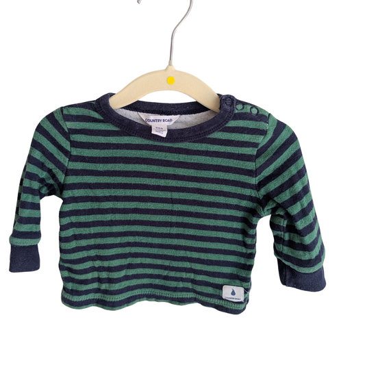 Country Road Long Sleeve green Striped Top, Size 000