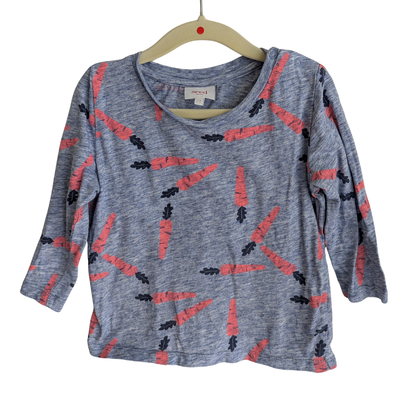 Seed Blue Carrot Long Sleeve Top, Size 2