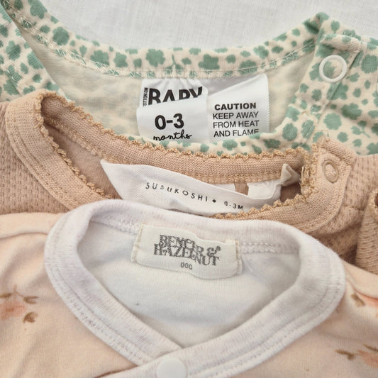Bundle 3 x Bodysuits Bencer & Hazelnut, Susukoshi, Cotton On