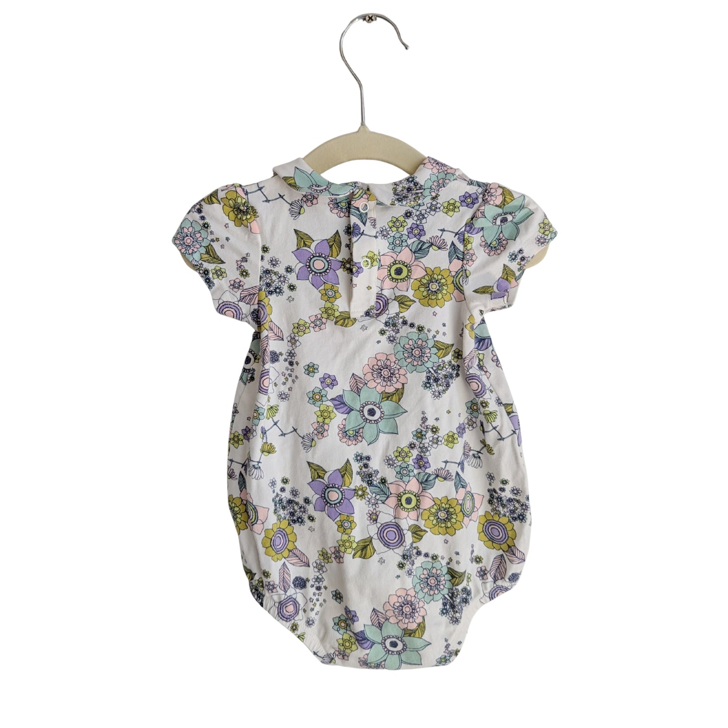 Milky Retro Flower Romper, Size 12 - 18 Months