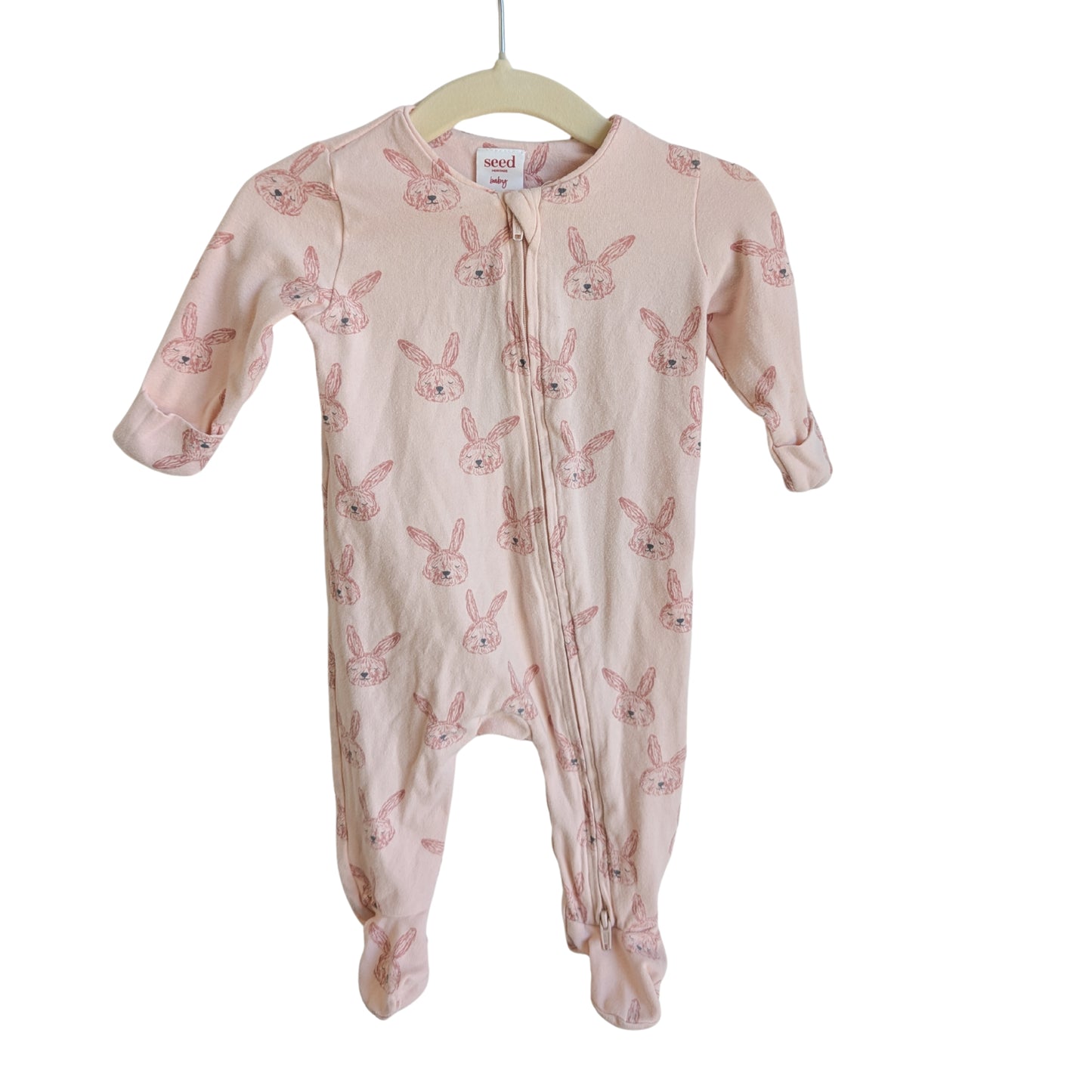Seed Pink Bunny Onesie, Size 000