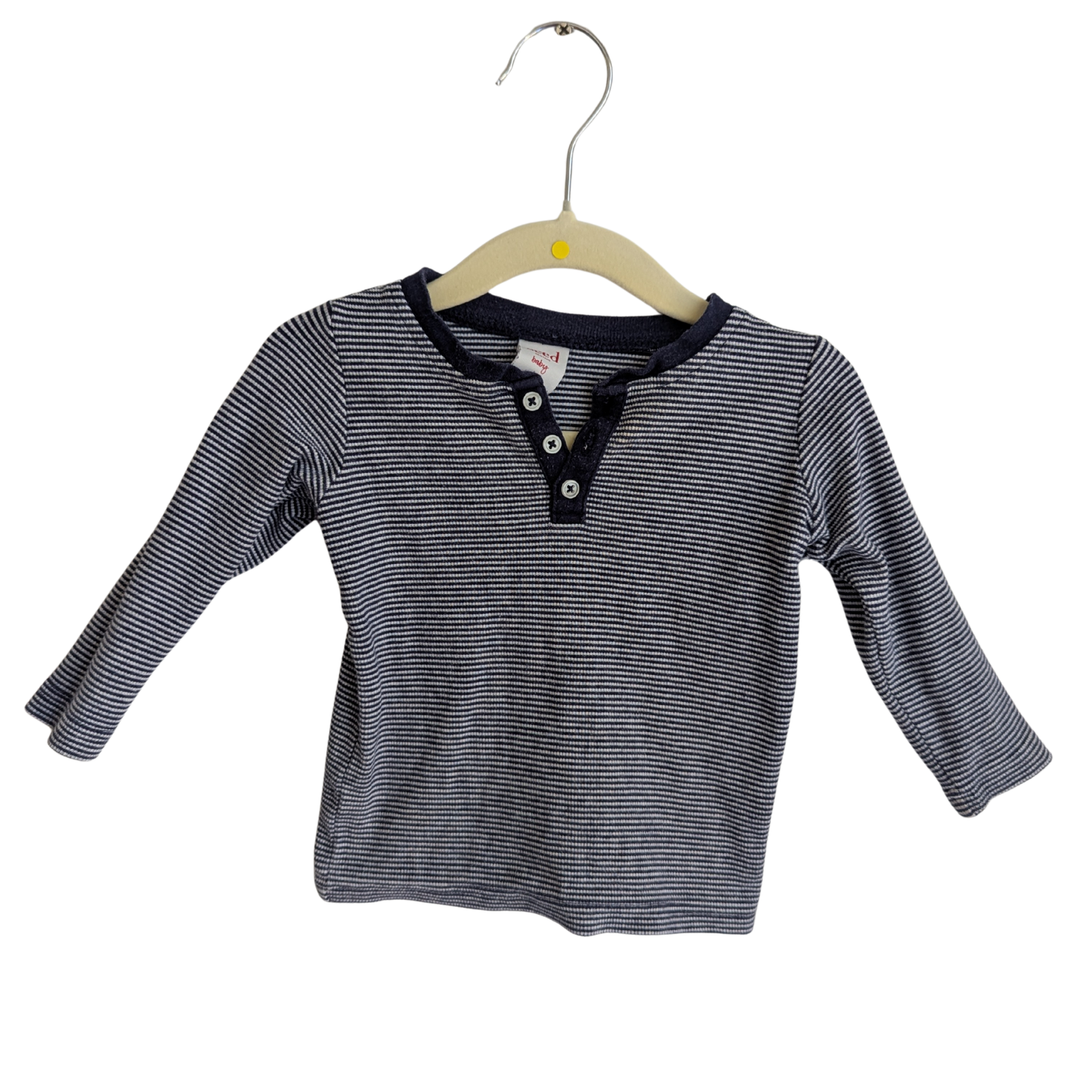 Seed Navy Stripe Long Sleeve Polo, Size 0