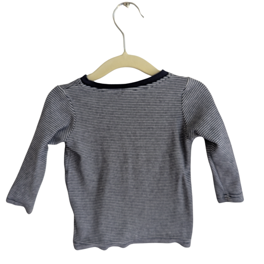 Seed Navy Stripe Long Sleeve Polo, Size 0