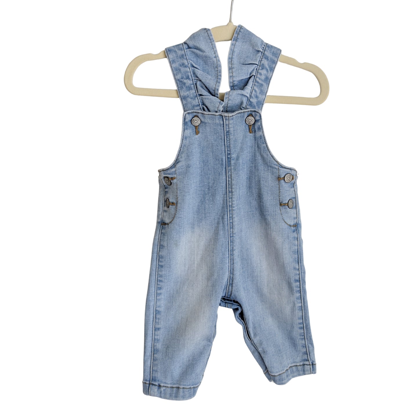 Fox & Finch Denim Frill Overalls, Size 00
