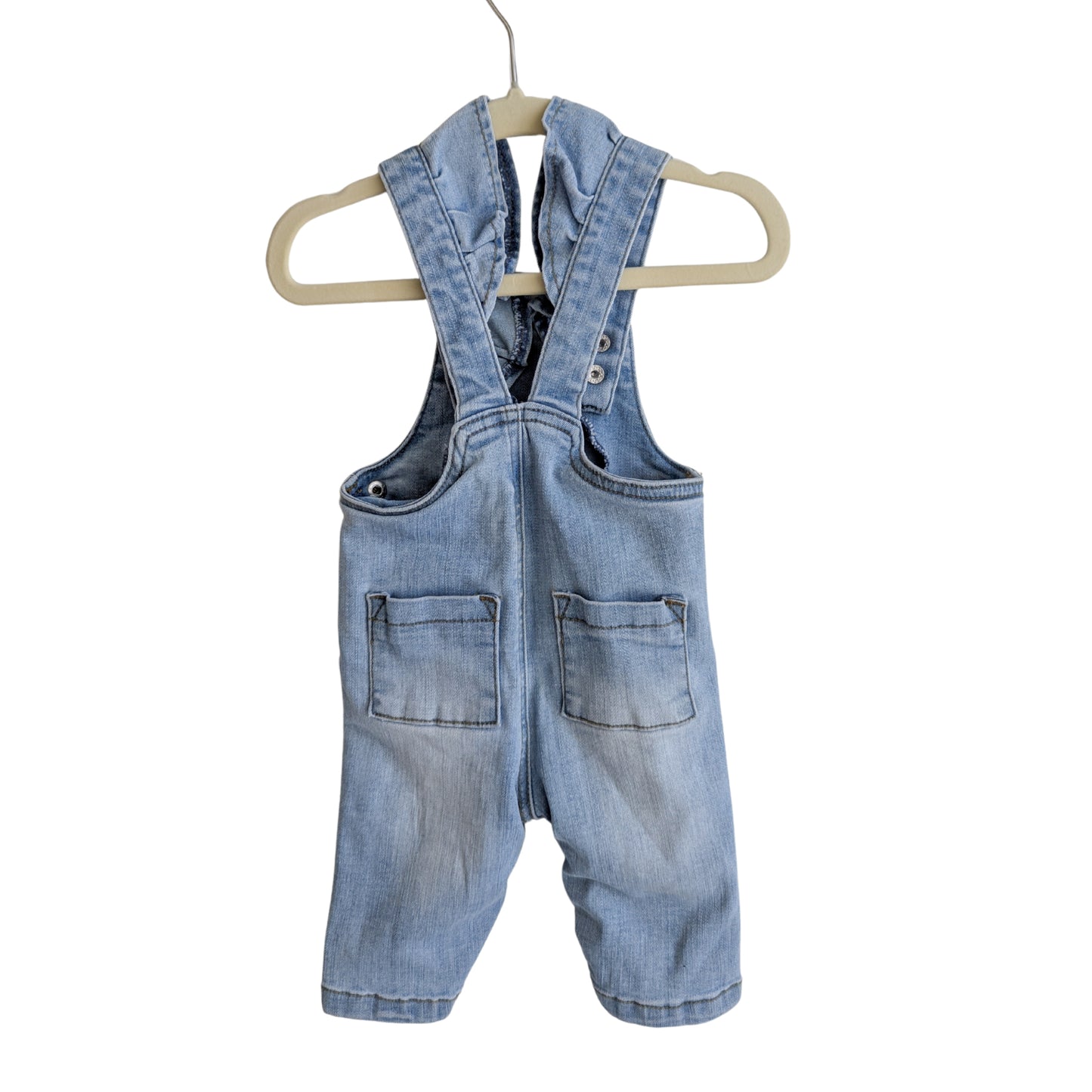 Fox & Finch Denim Frill Overalls, Size 00