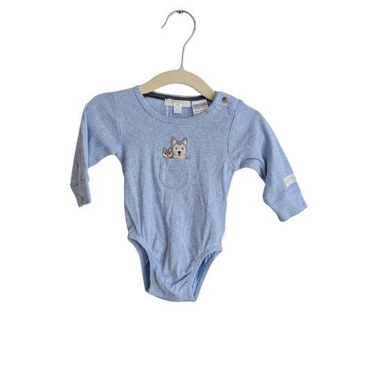 Purebaby Blue Pocket Pals Onesie, Size 00