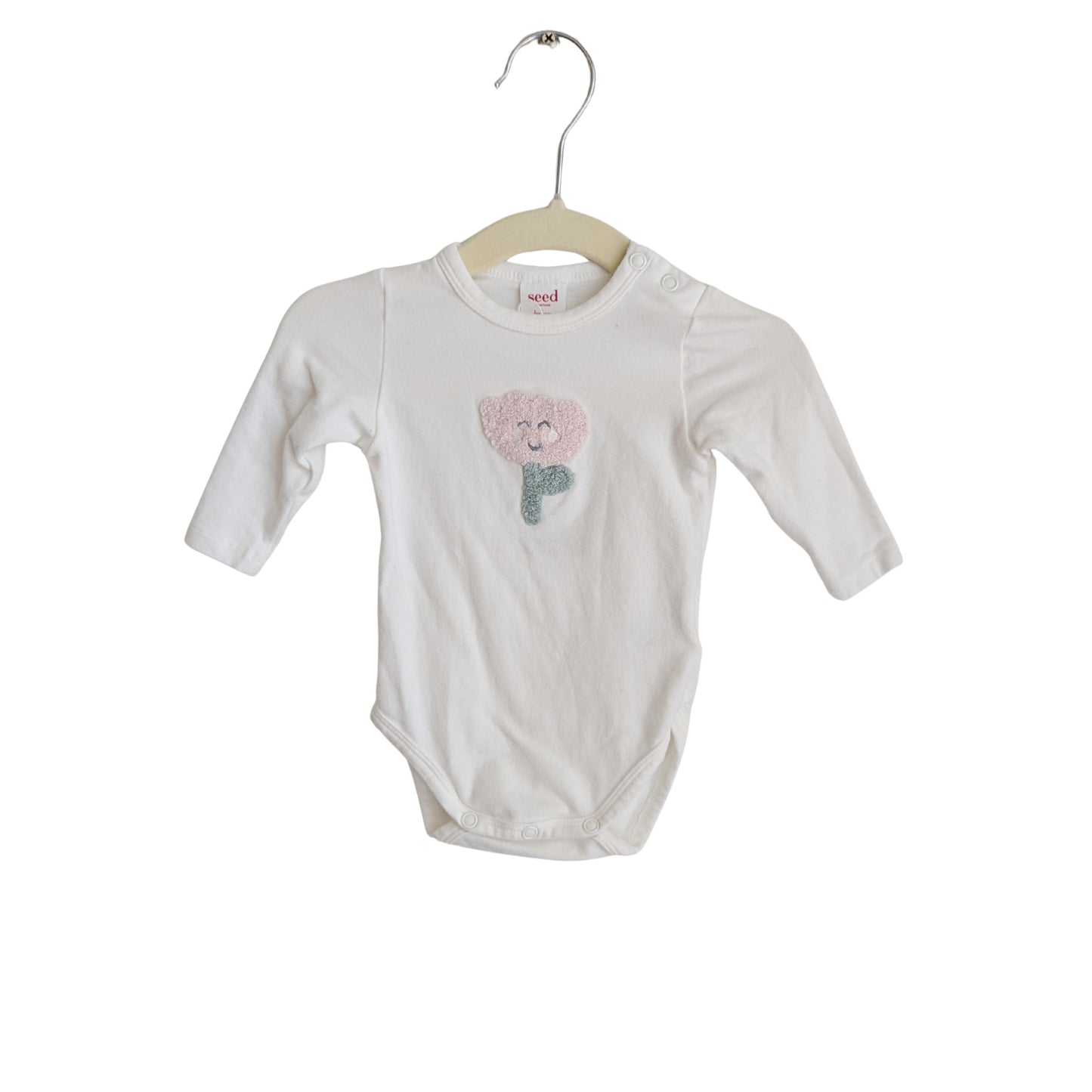 Seed Fluffy Flower Applique Onesie, Size 0000