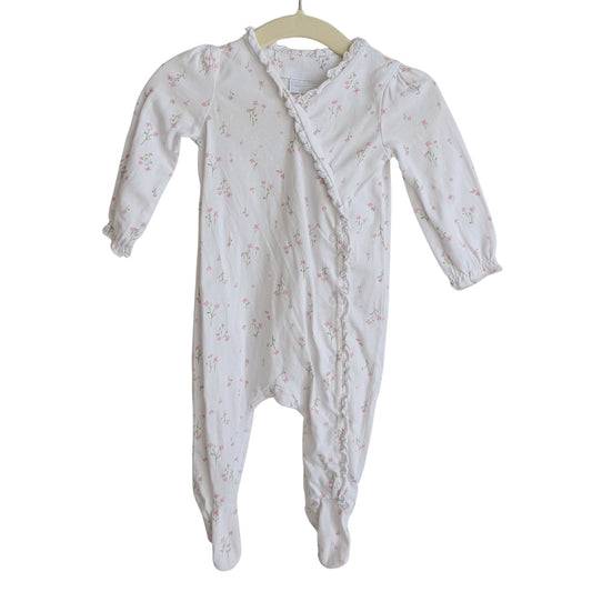 The Little White Company Frily Floral Long Bodysuit, Size 000