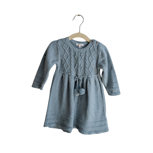 Purebaby Blue Knitted Dress, Size 18 Months