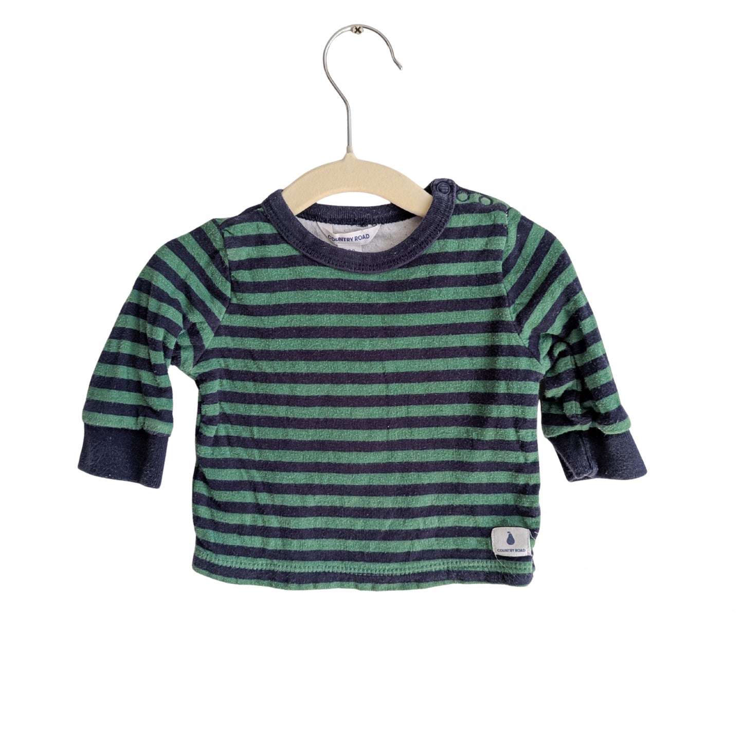 Country Road Long Sleeve green Striped Top, Size 000