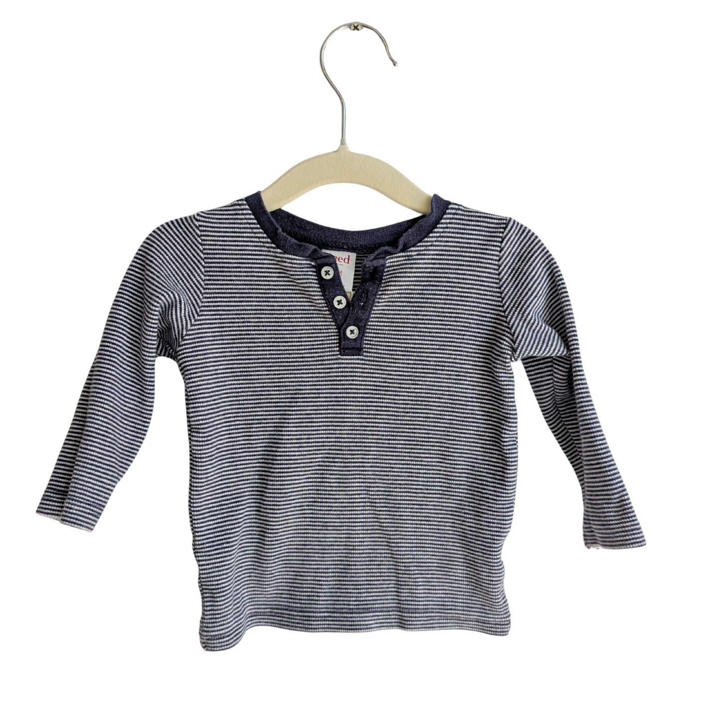 Seed Navy Stripe Long Sleeve Polo, Size 0