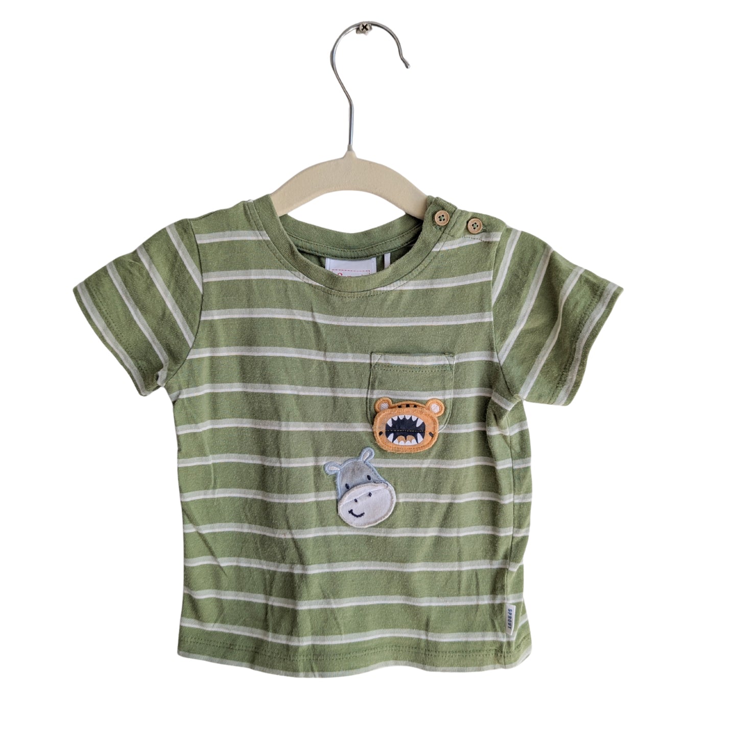 Sprout Green Striped Hippo Top, Size 0