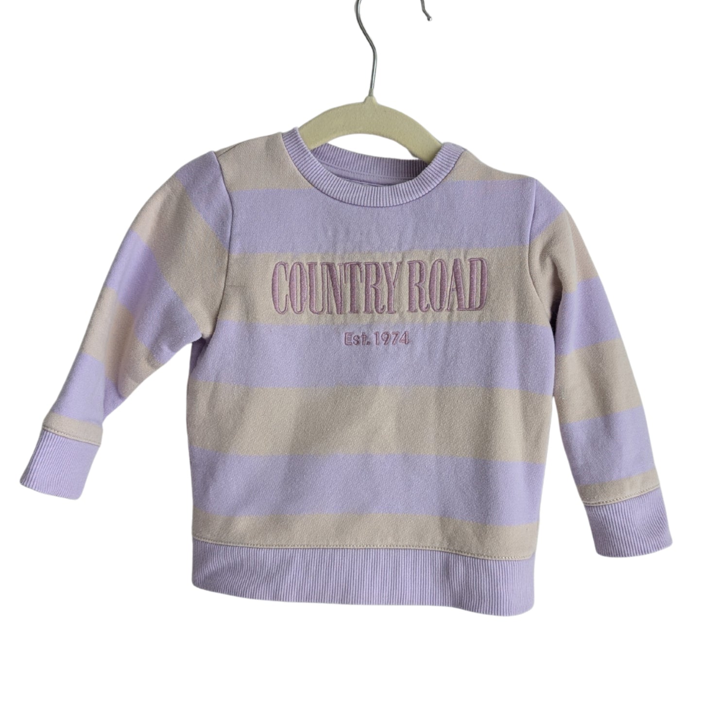 Country Road Purple Stripe Logo Sweater, Size 1