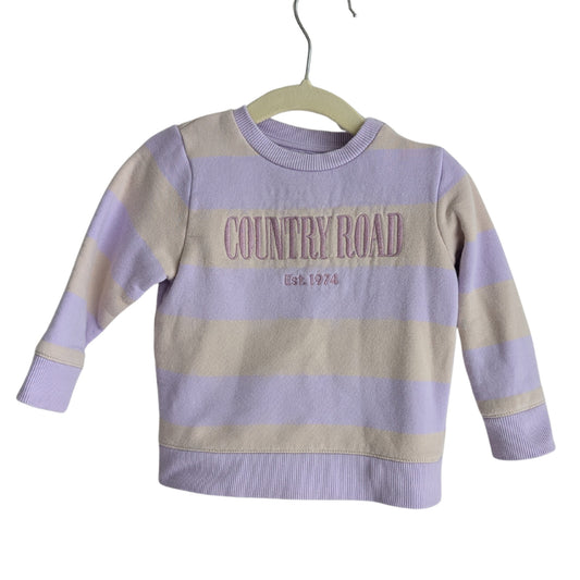 Country Road Purple Stripe Logo Sweater, Size 1
