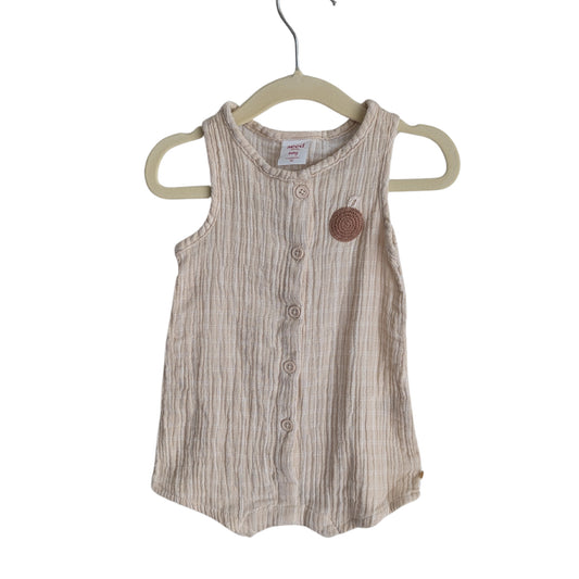 Seed Beige Crumpled Romper, Size 00