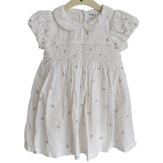 Marks & Spencer Ruched Floral Dress, Size 6-9 Months
