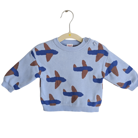 Seed Aeroplane Sweater Blue, Size 000